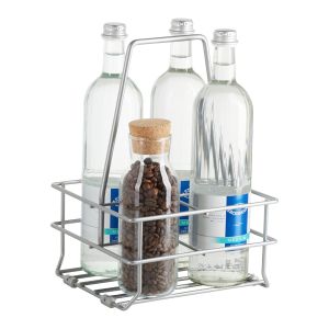 Bottle carrier basket silver grey for 4, 6 or 8 bottles with floor glides / Kesseböhmer