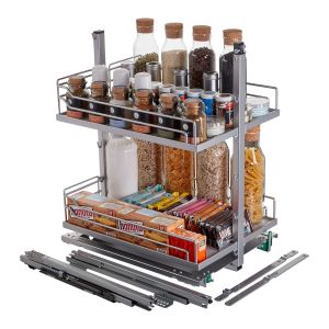 DISPENSA junior III pharmacist pull-out silver grey with ARENA classic shelves, carcase width 300 and 400 mm / Kesseböhmer