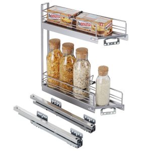No. 15 Base unit pull-out CLASSIC silver grey 2-tier left or right 45° / Kesseböhmer