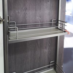 DISPENSA TANDEM II silver-grey with ARENA classic shelves, pull-out frame and door shelf, 1100 - 1700 mm for 45 cm carcase width / Kesseböhmer